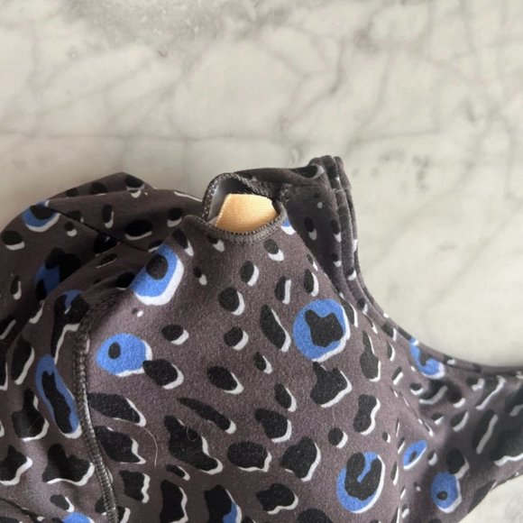 betsy johnson blue and grey leopard polkadot sports bra - size xl - Picture 2 of 4